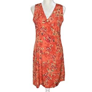 Tommy Bahama100% Silk Orange Tropical Floral Print Sleeveless Dress Size 8
